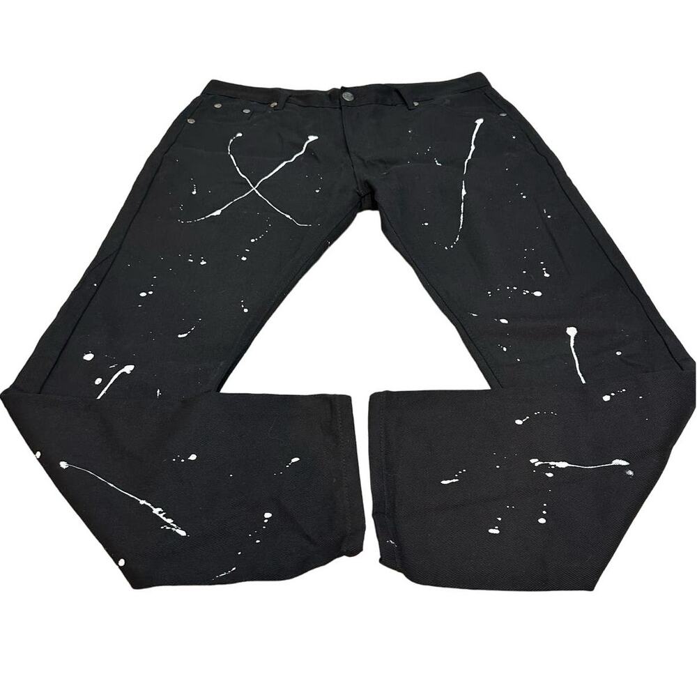 Jeanetix paint splattered black jeans size 40 x 32